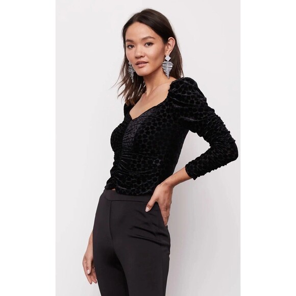 NWT $188 Bailey 44 Jeanona Velvet Burnout Black Top Women’s Small - Picture 1 of 7